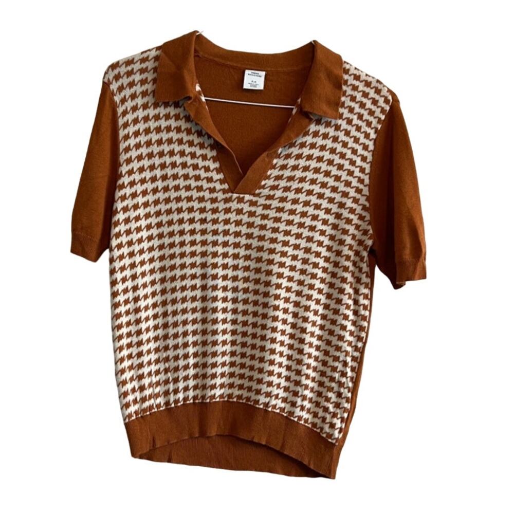 Urban Outfitters Retro Checkered Knit Polo Sweater